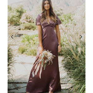 Show Me Your MuMu Rome Twist Gown Dusty Plum Luxe Satin XS NWT